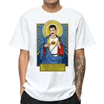 LettBao Freddie Mercury Juokinga Mens T Shirts Vasaros trumpomis Rankovėmis vyriški T-shirt Harajuku O-Kaklo Balta Marškinėlius Mados Vasaros Viršų
