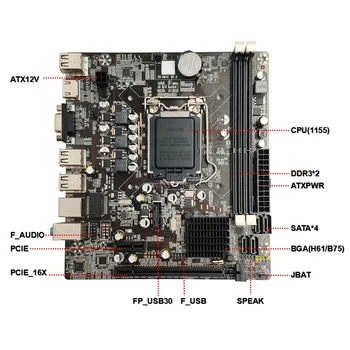 LGA1155 Praktinių Plokštė Stabilus H61 Lizdas DDR3 Atminties Kompiuterių Priedai Kontrolės Valdyba
