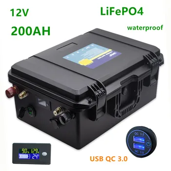 Lifepo4 12V 200ah baterija 12V lifepo4 200AH vandeniui ličio jonų baterijos paketas, skirtas keitiklis,RV,valtis,saulės sistemos