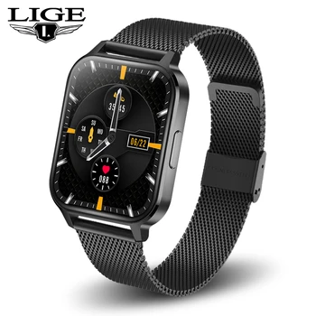 LIGE 1.7 colių Full Touch Screen Vyrų Smart Stebėti Širdies ritmą, Kraujo Spaudimą, Stebėti Sporto Žiūrėti IP68 Vandeniui Moterų Smartwatch