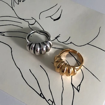 LouLeur Nekilnojamojo 925 Sterlingas Sidabro Žiedas prancūzų Stilius Minimalistinis Aukso Plačiai Atverti Žiedai Moterų Mados Prabangių Bauda Papuošalai, Dovanos