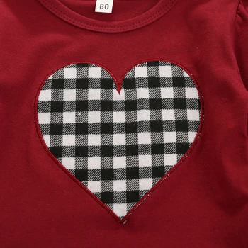 Ma&Baby 1-6Y Valentino Diena Merginos, Komplektai, Vaikiška Vaikas Baby Girl Širdies Drabužiai, marškinėliai Pledas Flare Kelnės, Kostiumai Vaikams
