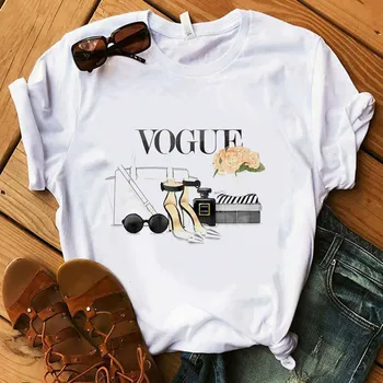 Mada Marškinėliai Lady Prabanga sudaro Surinkimo Kavos T-Shirt Moterims, Vasaros Atsitiktinis Viršūnes Mergina Hipster T-shirts