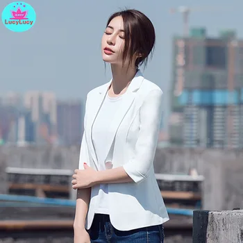 Mados 2019 m. vasarą korėjos versija OLIS temperamentas moterų kostiumas apykaklės septynių taškų Plonas kostiumas Įpjovomis Viena Breasted