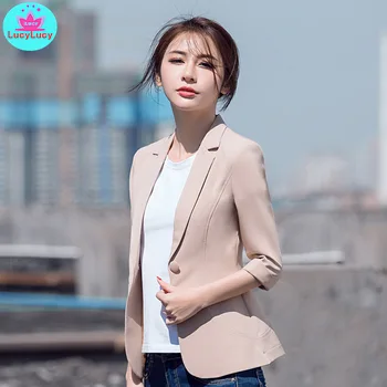 Mados 2019 m. vasarą korėjos versija OLIS temperamentas moterų kostiumas apykaklės septynių taškų Plonas kostiumas Įpjovomis Viena Breasted