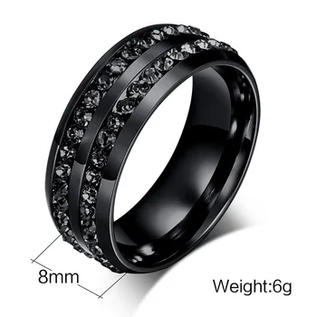 Mados nerūdijančio plieno, titano black cz cirkonis vyrų žiedas juosta amžinybę sužadėtuvių žiedai vyrams pirštu didmeninės juvelyrikos R4657