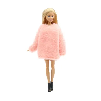 Mados Pliušinis Prarasti Rankovėmis 11 Colių Barbie Lėlės Drabužius Barbie Priedai, Baby Girl Gimtadienio dovana Vaikams Kūdikis Gimė Drabužiai
