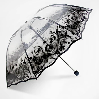 Mados Rose Gražus Skaidrus Skėtis Japonijos Moterų Lankstymo Skėčiai nuo Lietaus Moterų parapluie Nėrinių skėtis moterų Lietaus Pavara