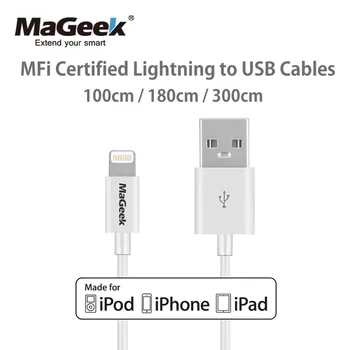 MaGeek 1m 1,8 m 3m Pfi Sertifikuota Lightning USB Mobiliojo Telefono Kabeliai, iPhone 12 11 Xs Max X 8 7 6 5 iPad Oro iOS 12 11