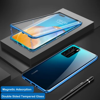 Magnetinio Atveju, Huawei P40 Pro plus 5G Mate 40 Coque Metalo Bamperis Garbę X10 MAX 9X lite 8X 10 Pastaba V30 30S Stiklo danga Atveju