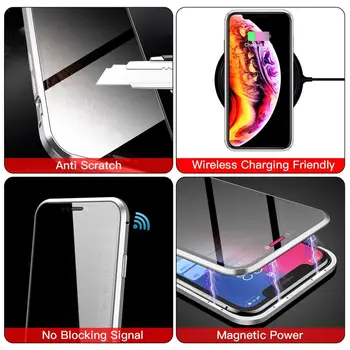Magnetinio Privatumo Metalo Atveju iPhone, 11 Pro Max XS Max XR X 7 8 6 6 S Plius 