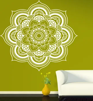 Mandala Menhdi Gėlių Modelio Sienos Lipdukas Ornamentas Om Indijos Gyvenimo Kambario Sienos Lipdukas Pinturas Murais Jogos Meno Vinilo Freskos J042
