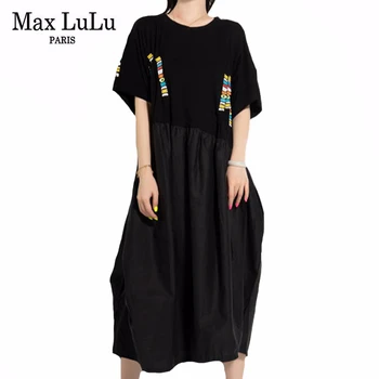 Max LuLu 2020 Naujas Vasaros Europos Dizainerio Stilius Ponios Atspausdinta Suknelės, Moteriški Laisvalaikio Juoda Suknelė Vintage Elegantiškas, Seksualus, Vestidos