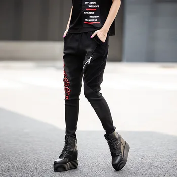 Max LuLu Žiemos Mados Korėjos Ponios Punk Kelnės Moterims Siuvinėjimo Užtrauktukas Kailiniai Šilti Džinsai Vintage Elastinga Haremas Pants Plus Size