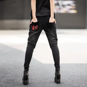 Max LuLu Žiemos Mados Korėjos Ponios Punk Kelnės Moterims Siuvinėjimo Užtrauktukas Kailiniai Šilti Džinsai Vintage Elastinga Haremas Pants Plus Size