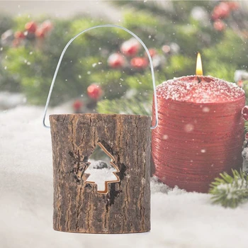 Medinis Ramstis Žvakidė Tuščiaviduriai Kalėdų Eglutė Snaigės Žvakių Laikiklis Kaimiškas