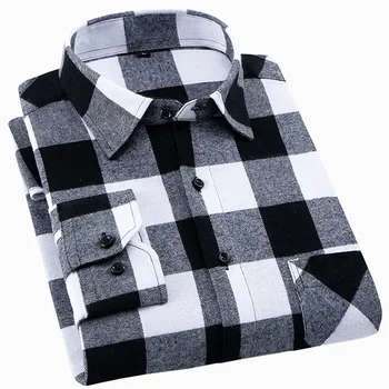 Medvilnės flanelė marškinėliai vyrams long rankovėmis patikrinti šiltas laisvalaikio 4xl Reguliariai Fit vyrų atsitiktinis kišenėje socialinės pledas marškiniai