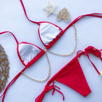 Melphieer Grandines Bikini komplektas Panele Seksuali Paplūdimio Raudoną maudymosi Kostiumėliai, Moteriški bikini maudymosi