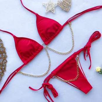 Melphieer Grandines Bikini komplektas Panele Seksuali Paplūdimio Raudoną maudymosi Kostiumėliai, Moteriški bikini maudymosi