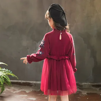 Mergaičių Suknelės 2019 Mada Vaikams Mergina Dress punktyras ilgomis rankovėmis princesė suknelė, mados, vaikams, suknelės, vaikų drabužiai