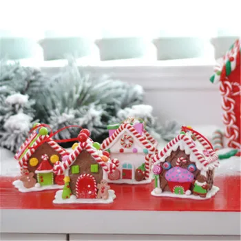 Mielas Kalėdų Dekoro Miniatiūrinės Figūrėlės Meduoliai su imbiero priedais vyras Sniego, Namų Dažytos Polimero Molis Namas Miniatiūros Atostogų Dovanų