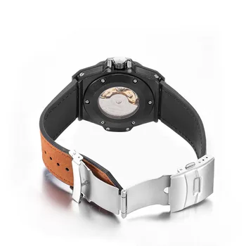 MINI DĖMESIO - Relojes de pulsera con cinta de silicona para el movimiento de la luz nocturna reloj mecánico totalmente automático