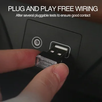 Mini LED Automobilių Šviesos Auto Interjero USB Atmosfera Šviesos Plug Žaisti Dekoro Lempa Pagalbos Naktinis Apšvietimas PC Auto Automobilis Priedų