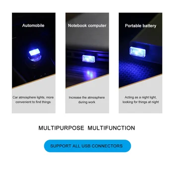Mini LED Automobilių Šviesos Auto Interjero USB Atmosfera Šviesos Plug Žaisti Dekoro Lempa Pagalbos Naktinis Apšvietimas PC Auto Automobilis Priedų