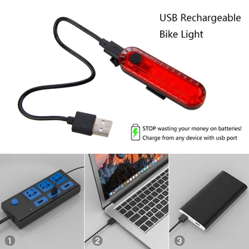 Mini USB Dviratį užpakalinis žibintas Įkraunamas Žibintas Galinis Saugos Įspėjimas Šviesiai Raudonos Šviesos Naktį Dviračiu