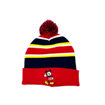 Minnie Peliukas Vaikai Žieminės Kepurės Mergaitėms, Berniukams, Vaikams, šiltas megzti skrybėlę išsiuvinėti kamuolys kartus per kepurę