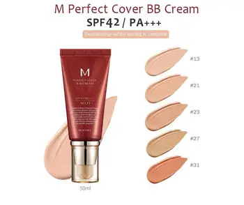 MISSHA M Perfect Cover BB Cream 50ml + ESPOIR Silikono Sponge Maskuojamasis Kremas Balinimo Vandeniui Skysčio Korėja Kosmetika