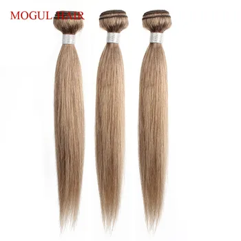 MOGUL PLAUKŲ Indijos Tiesiai Plaukų Pynimas Ryšulių Spalvos 8 Pelenų Blond 3/4 Ryšulių Ne Remy Human Hair Extension 16 -24 colių