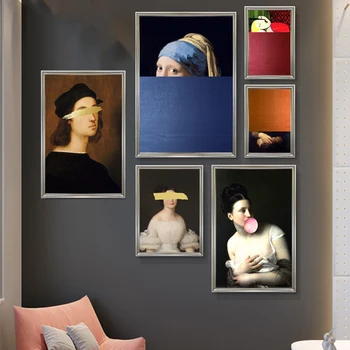 Mona Liza, Juokinga Meno Drobė Paveikslų Ant Sienos Menas, Plakatų Ir Grafikos Klasikos Garsus Meno Nuotraukas Kambarį Cuadros