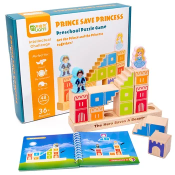 Montessori Mediniai Blokai Žaislai Vaikams Princas Gelbėja Princesę Interaktyvių mokomųjų 3d Blokai, Žaidimai Vaikams, Žaislų