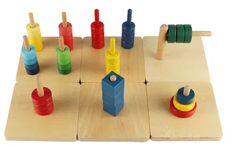 Montessori žaislai medžiagų, Kūdikiams ToddlerDiscs dėl Horizontalus Vertikalus Spalvos Diskai 3 Spalvos Kaiščio