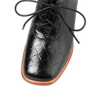 MoonMeek 2020 Didelis dydis 34-41 mados moterų siurbliai, natūralios odos batai paprasta nėrinių aikštėje kojų office suknelė bateliai
