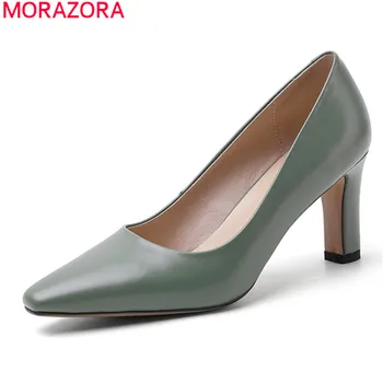 MORAZORA 2020 Naujas Prekės ženklas originali moterų oda siurbliai storio aukšti kulniukai aikštėje kojų ponios batai vasaros seklių mados šaliai batai