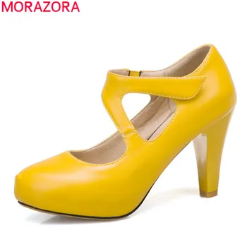 MORAZORA 2020 Plus size 33-48 moterų siurbliai storio aukštakulniai platformos partija batai vasaros seklių batus moteris juoda geltona