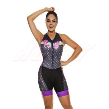 Moterų dviračių skinsuit triko jumpsuit Maillot drabužius trumpomis rankovėmis profesionali komanda jersey mtb dviratį drabužiai moterims trinkelėmis nemokamai