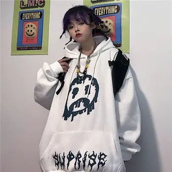 Moterų Hip-Hop Palaidinės Juokinga Rudenį Puloveris Roko Harajuku Hoodie Kietas Streetwear Negabaritinių Ilgomis Rankovėmis Japonijos Viršūnių Mergaitės