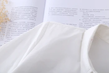 Moterų Ilgas Rankovėmis Marškinėliai Baltos spalvos Palaidinė Medvilnės Marškinėliai Keramikos formos dugną Palaidinukės