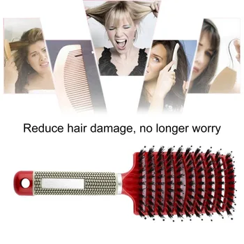 Moterų Plaukų, Galvos odos Masažas Šukų Šerių & Nailono Hairbrush Šlapias Garbanotas Detangle Plaukų Šepetys Salonas Šukuosenų Formavimo Priemonės nauja