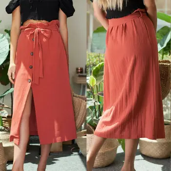 Moterų Streetwear Elegantiškas Atsitiktinis Šalutinis Padalinta Sijonas Vasaros Atsitiktinis Atostogų OLIS Mados Ilgi Sijonai