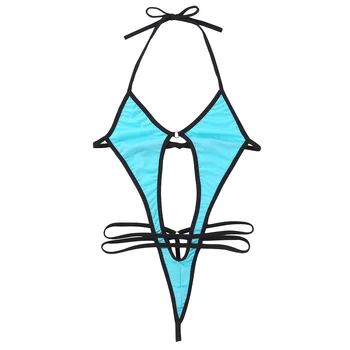 Moterų vientisi Maudymosi Mini Micro Bikini Komplektas Kaitintis maudymosi Kostiumėliai, apatinis Trikotažas Apynasrio Kaklo Savarankiškai kaklaraištis Aukštos Sumažinti Thong Paplūdimys maudymosi kostiumėlį