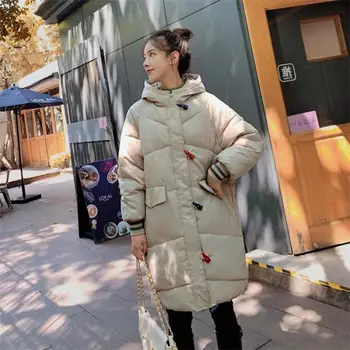 Moterų žiemos 2020 Nauji ilgi per kelio han studentų žiemos striukė ragų medvilnė paminkštinimas striukė žiemos žemyn parko