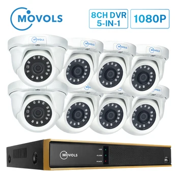 MOVOLS 2MP, CCTV Kit DVR 8CH 8PCS Naktinio Matymo Dome Saugumo kamerų Sistema, Namo Lauko Vandeniui P2P Vaizdo Stebėjimo Sistemos