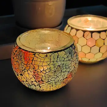 Mozaika, Stiklo Žvakidės Candleholder Ornamentu Žvakė Taurės Baras Romantiška Išpažinties Vakarienė Žvakių Šviesoje Apdaila(Be Žvakių)