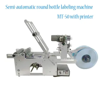 MT-50 su spausdintuvu Turas Butelis Etikečių klijavimo Mašinos Plastiko Jar Puodą Ženklinimo Įrenginio Klijuoti Kosmetikos Skardinės Ąsotis Pusiau Automatinė