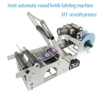 MT-50 su spausdintuvu Turas Butelis Etikečių klijavimo Mašinos Plastiko Jar Puodą Ženklinimo Įrenginio Klijuoti Kosmetikos Skardinės Ąsotis Pusiau Automatinė
