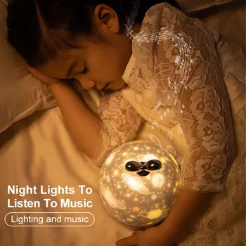 Muzikos Projektorius Naktį Šviesos su 6 Projekcijos, Filmai Visatos Žvaigždėtas Dangus Pasukti LED Lempos, Spalvinga Mirksi Star Vaikai Kūdikių Dovanų